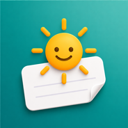 App-Icon: lächelnde Sonne auf Etikett
